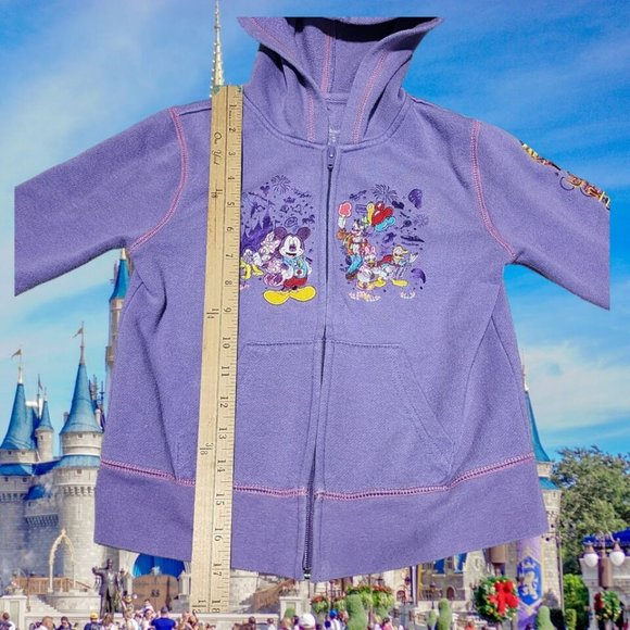 Walt Disney World Full Zip Embroidered Stitched Purple Fleece Sweatshirt Size S - Picture 7 of 9
